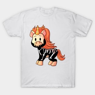 Cute Halloween Unicorn in Skeleton Costume T-Shirt